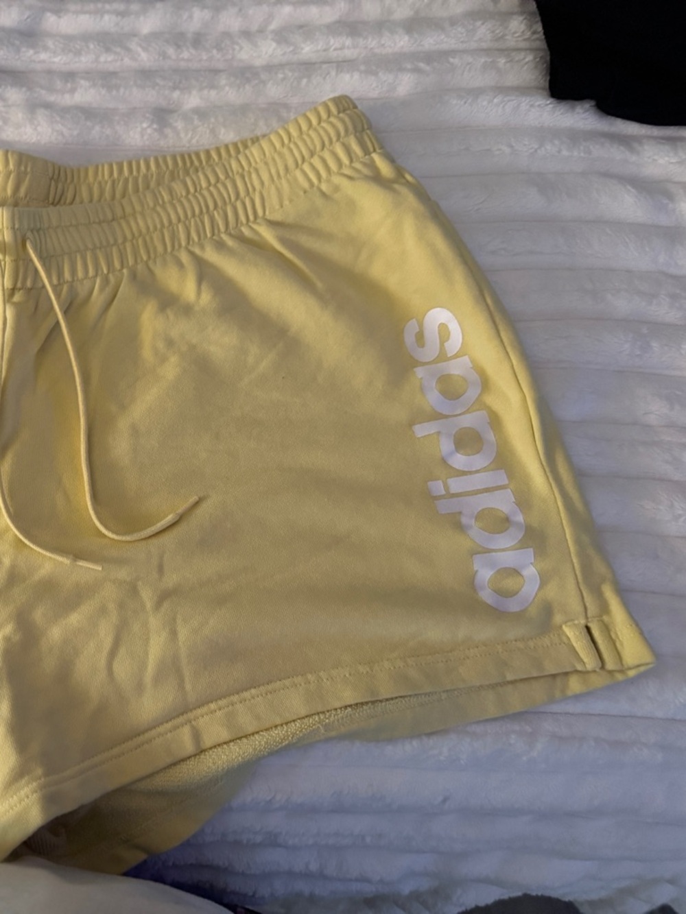 adidas Women’s Yellow Athletic Lounge Shorts with Side Logo
